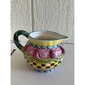 Vintage 1997 Young's Ceramic Creamer‎ Pitcher Whimsical Cottage Garden Style